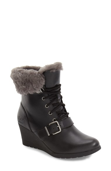 ugg lace up wedge booties